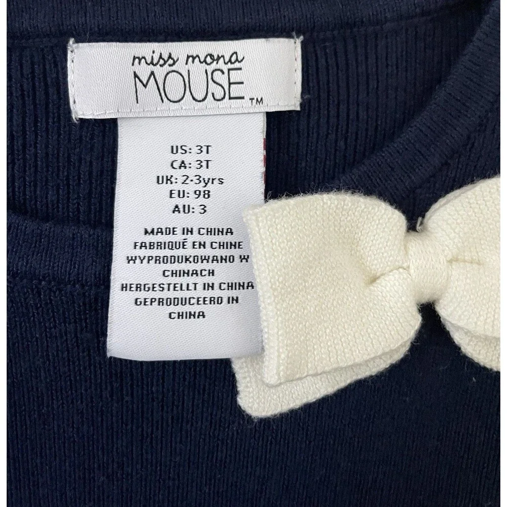 Miss Mona Mouse Girls 3 Navy/Cream Knit Fall Dress